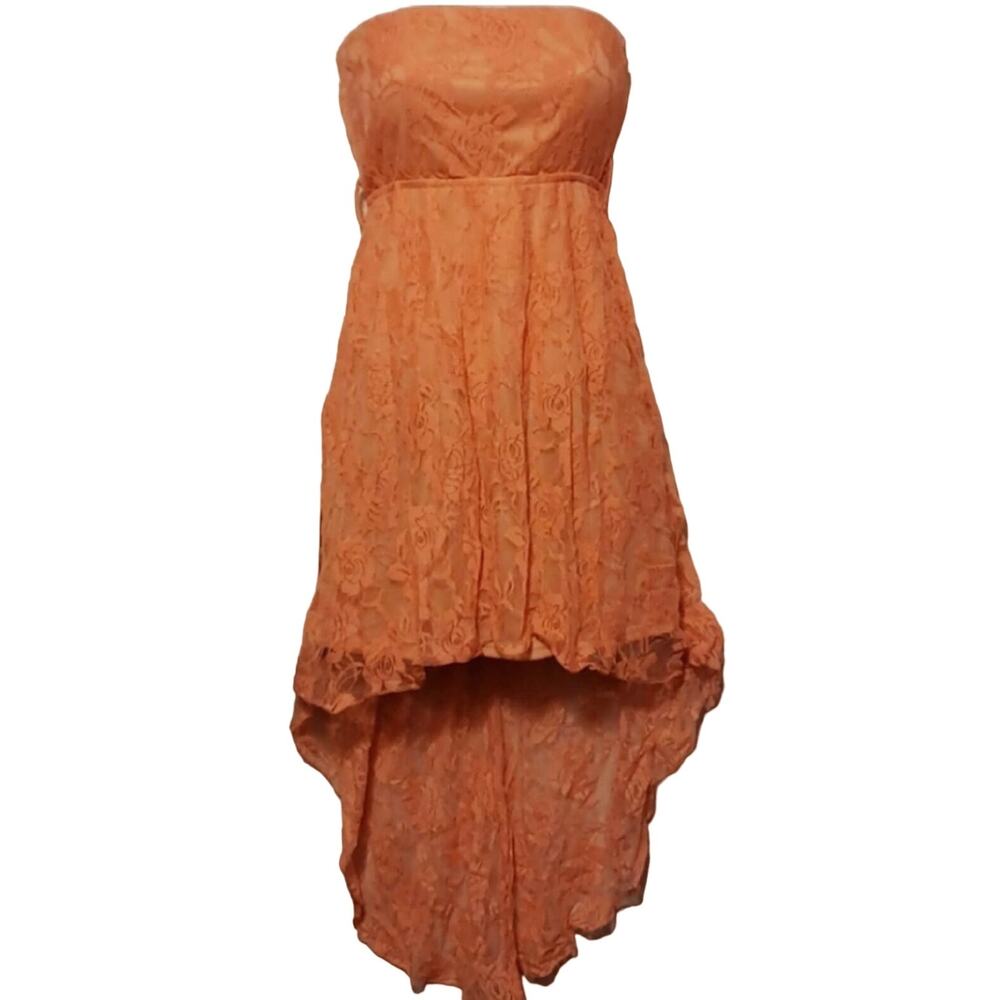Rue 21 Strapless Hi-Lo Peach  Lace Dress Size Small